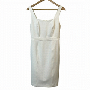 Tristan Cocktail Sheath Dress Sz 4/6 White Knee Length Straight Fitted Tank VGUC